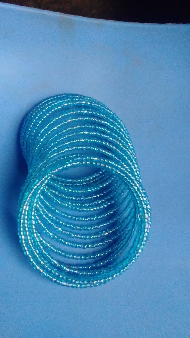 Naira-Dusty Blue beaded bungle