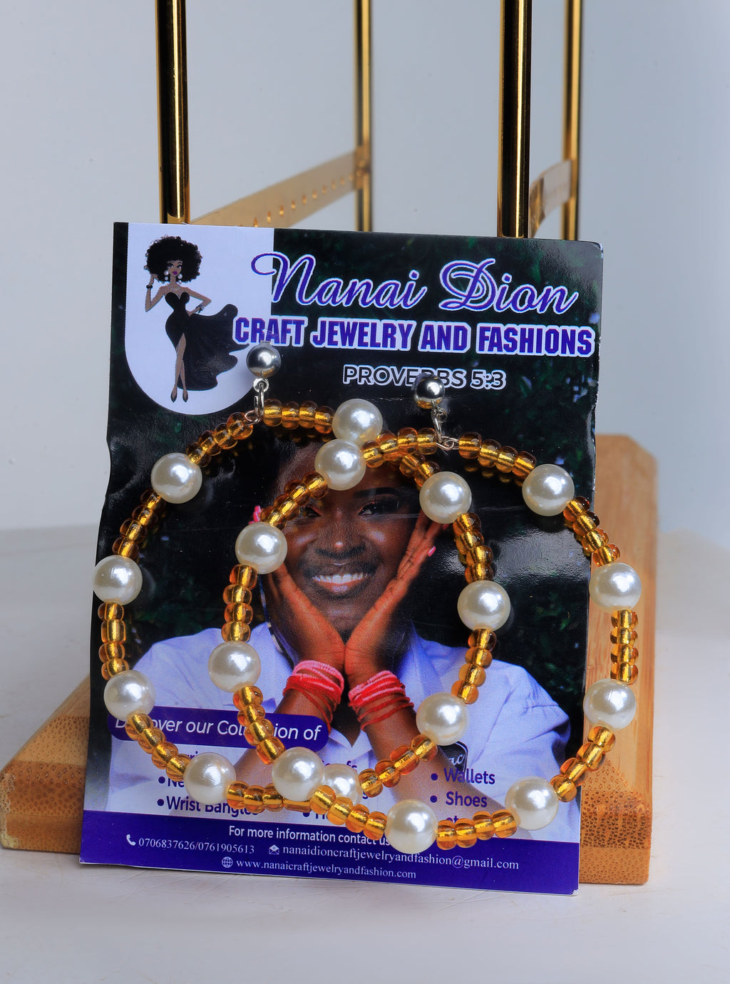 Nanai Dion Craft Jewelry beads and pals earrings, bracelets, necklaces, waist beads and anklets.