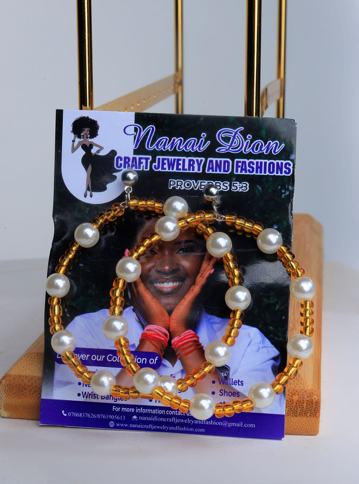 Nanai Dion Craft Jewelry beads and pals earrings, bracelets, necklaces, waist beads and anklets.