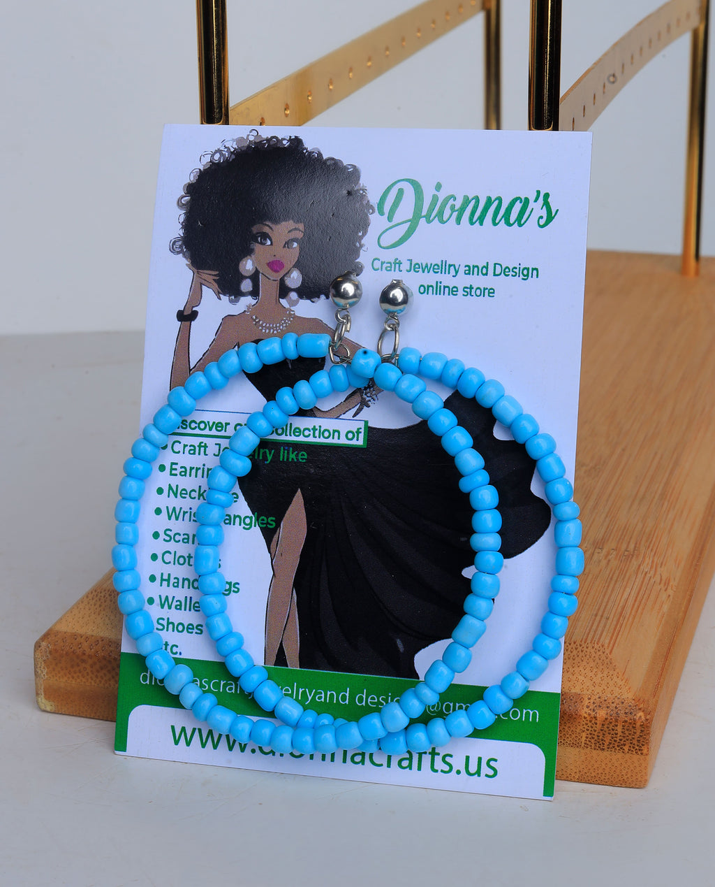 Nanai Dion Craft Jewelry beads and pals earrings, bracelets, necklaces, waist beads and anklets.