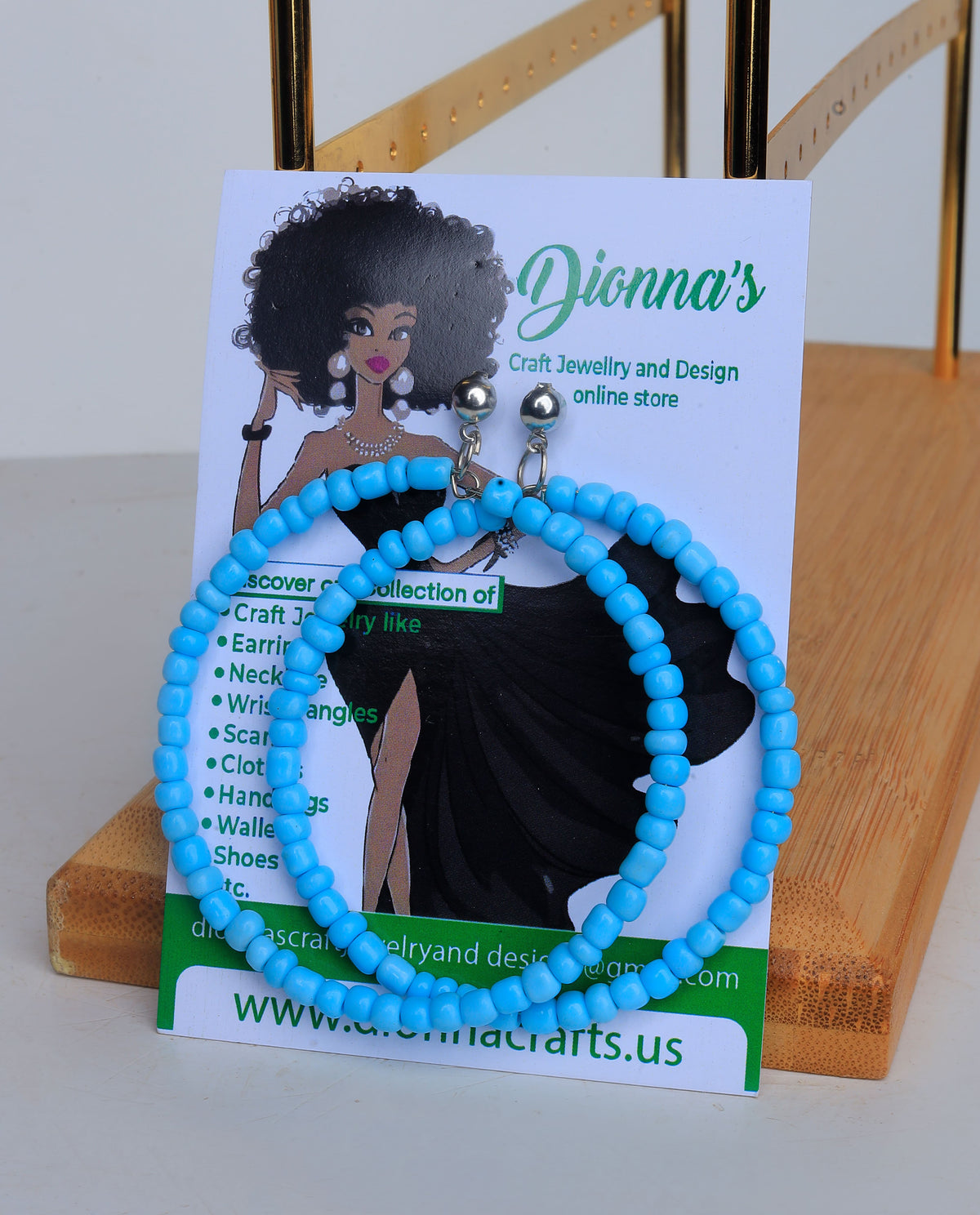 Nanai Dion Craft Jewelry beads and pals earrings, bracelets, necklaces, waist beads and anklets.