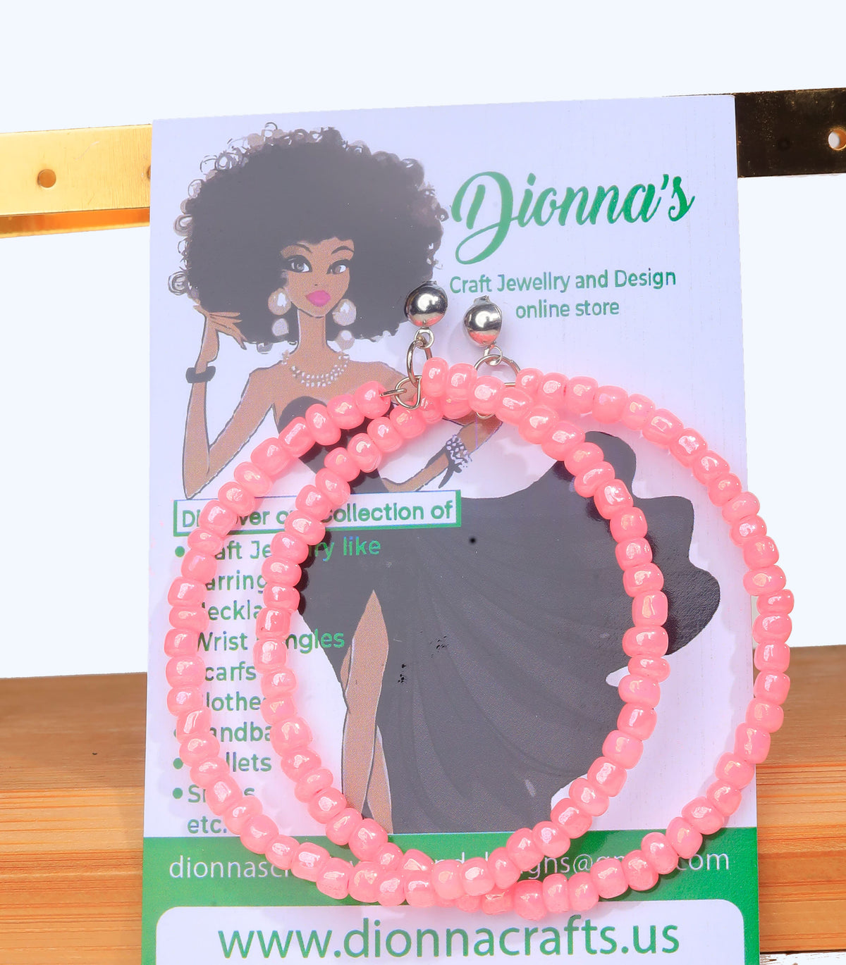 Nanai Dion Craft Jewelry beads and pals earrings, bracelets, necklaces, waist beads and anklets.