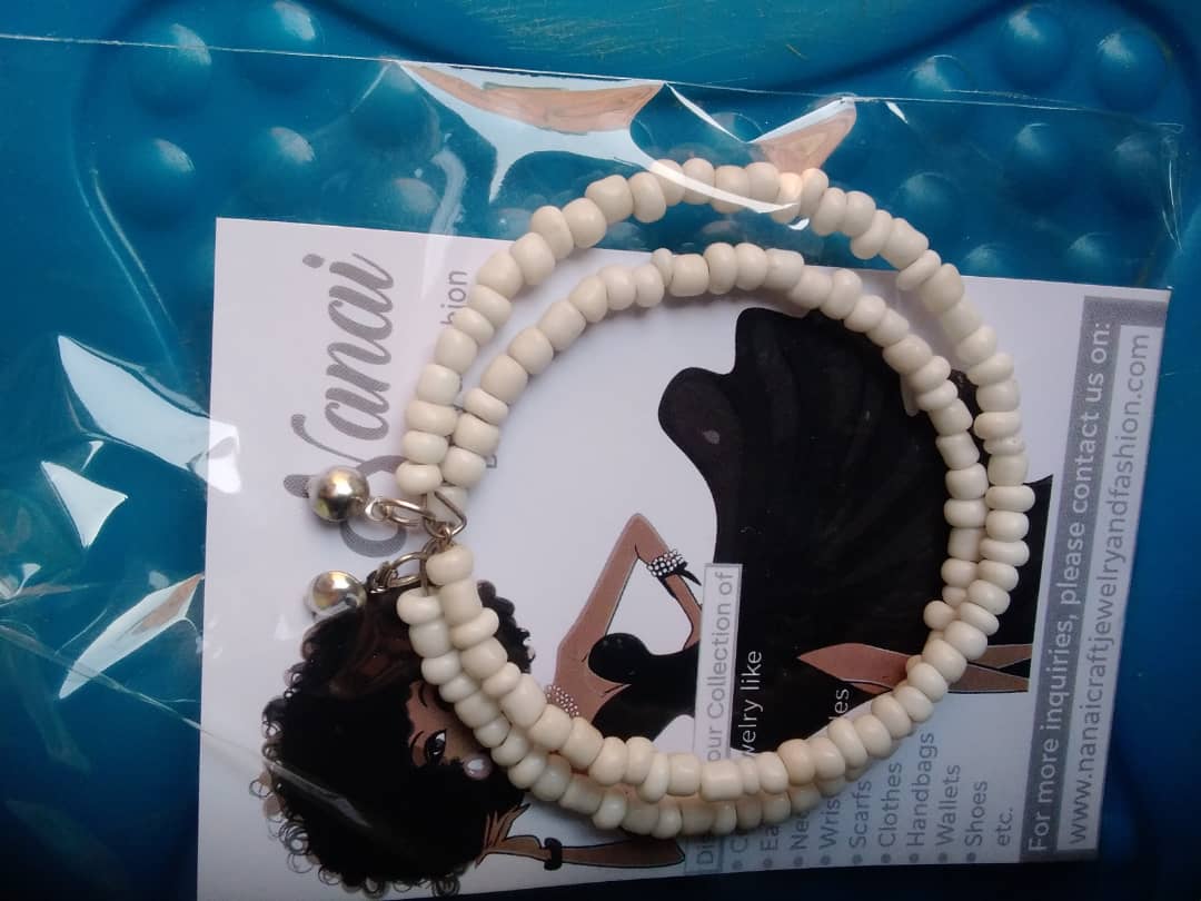 White-Beaded Hoop Earrings