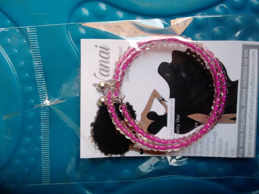 Naira -Glassy-Pink beaded hoop earrings