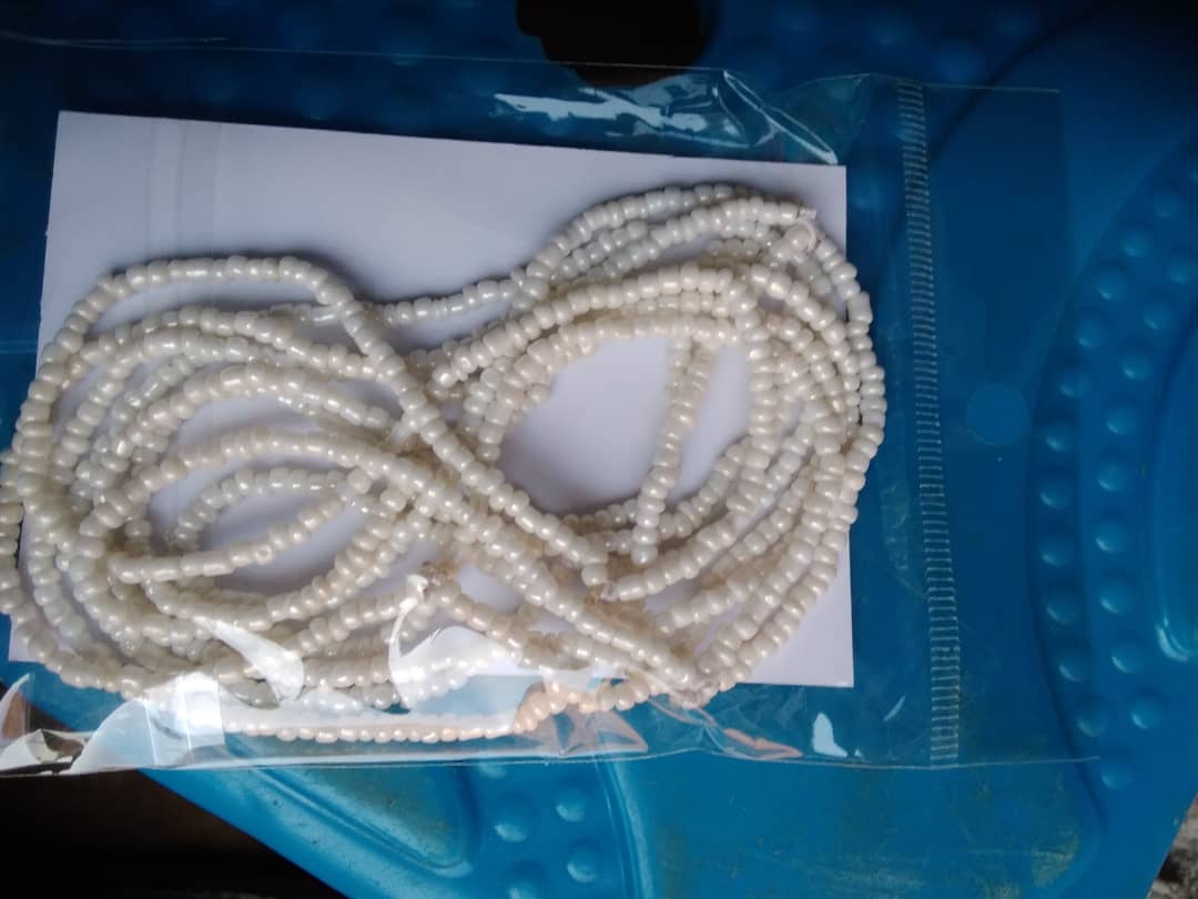 White-beaded bracelets
