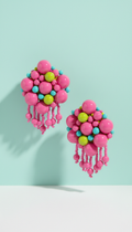 Punch Pink glass bead statement earrings
