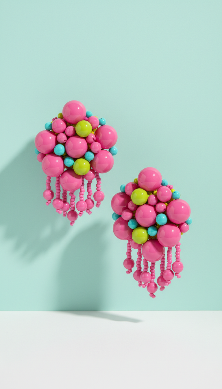 Punch Pink glass bead statement earrings